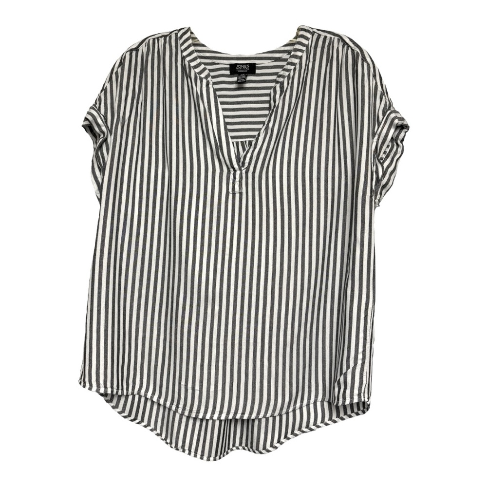 Jones New York Gray and White Striped Top Women’s Size Medium